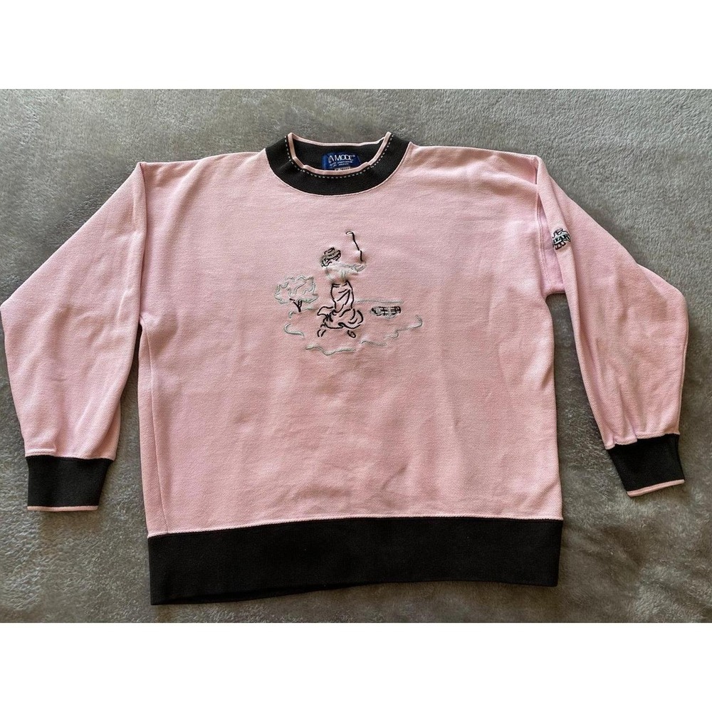 Vintage LaMode USA Athletic Golf Pullover Sweater Medium Embroidered Glam s64